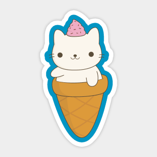 Kawaii Ice Cream Cat Cone T-Shirt Sticker